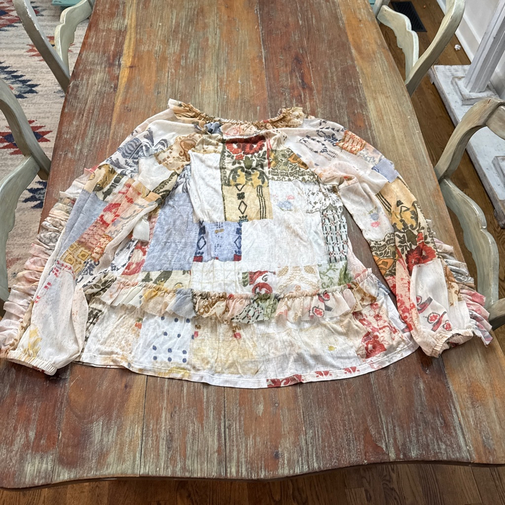 Anthropologie TINY Patchwork Boho Blouse - Ruffle… - image 11